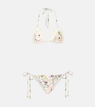 Zimmermann Halliday Floral Crochet Bikini In Multicoloured