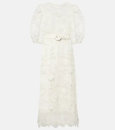 ZIMMERMANN HALLIDAY FLORAL LACE MIDI DRESS