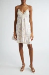 Zimmermann Halliday Floral Lace Trim Linen Mini Slipdress In Yellow/ Lilac Floral
