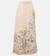 Zimmermann Halliday Floral-print Linen Wide-leg Pants In Neutrals