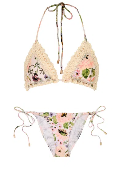 Zimmermann Halliday Floral-print Bikini In Multi