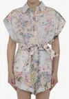 Zimmermann Halliday Cuffed Playsuit In Multicolor