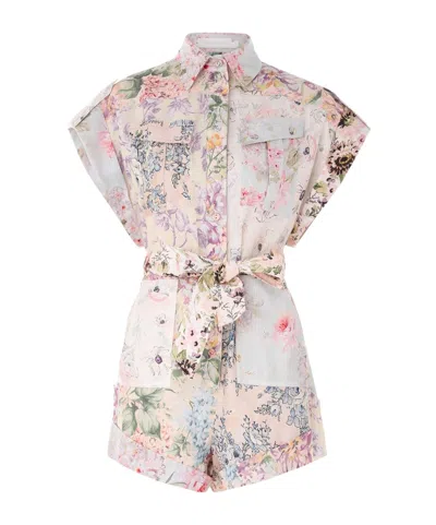 Zimmermann Halliday Cuffed Playsuit In White