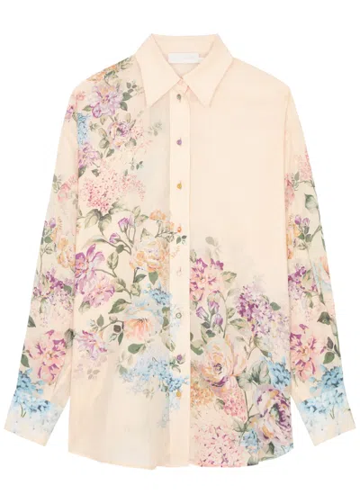 Zimmermann Halliday Floral-print Ramie Shirt In Multi Floral