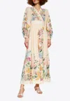Zimmermann Halliday Midi Wrap Dress With Pockets In Multicolor