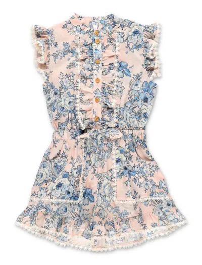 Zimmermann Kids' Halliday Frill Playsuit In Peach