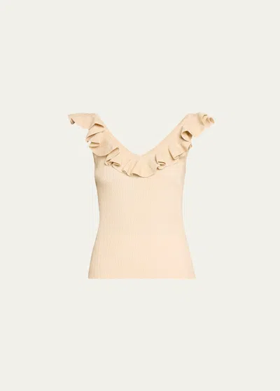 Zimmermann Halliday Frill V-neck Top In Neutral