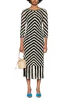 Zimmermann Midi Black And White Dress With Chevron Motif In Crochet Woman In Multi