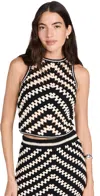 Zimmermann Halliday Cropped Two-tone Crocheted Cotton Tank In Chevron