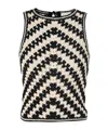 Zimmermann Halliday Cropped Two-tone Crocheted Cotton Tank In Black
