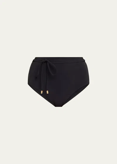 Zimmermann Halliday High-waist Bikini Bottoms In Noir