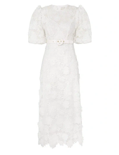 Zimmermann Halliday Lace Flower Dress In White
