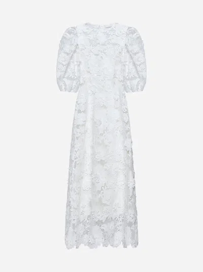 ZIMMERMANN HALLIDAY LACE FLOWER MIDI DRESS