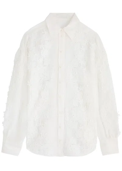 Zimmermann Halliday Lace-panelled Ramie Shirt In Ivory