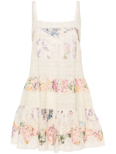Zimmermann Acacia Lace Mini Dress In Multicolour