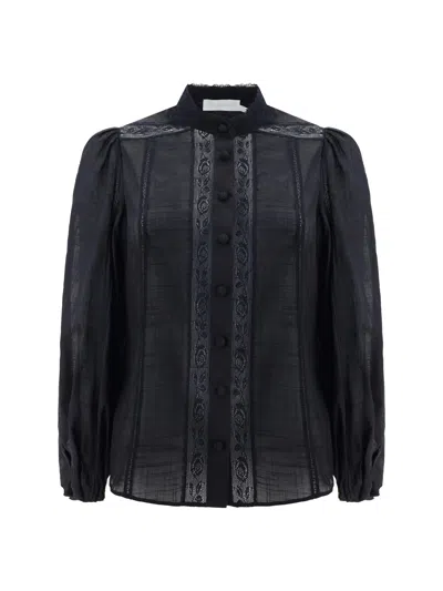 ZIMMERMANN HALLIDAY LACE TRIM SHIRT