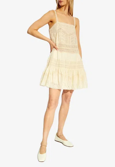 Zimmermann Halliday Lace-trim Sleeveless Mini Dress In Cream