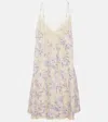 ZIMMERMANN HALLIDAY LACE-TRIMMED FLORAL LINEN SLIP DRESS