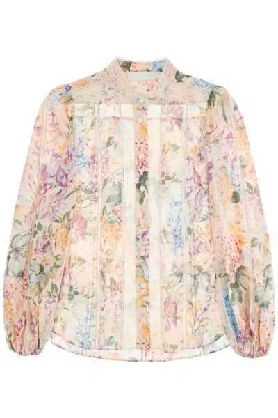Zimmermann Halliday Lace-trimmed Shirt In Multicolor