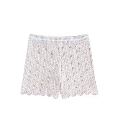 Zimmermann Kids' Halliday Pointelle Cotton-blend Shorts In Multicoloured