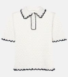 Zimmermann Halliday Pointelle Scalloped Polo Shirt In White