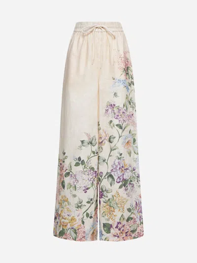 ZIMMERMANN HALLIDAY PRINT LINEN TROUSERS