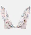 ZIMMERMANN HALLIDAY RUFFLED FLORAL BIKINI TOP