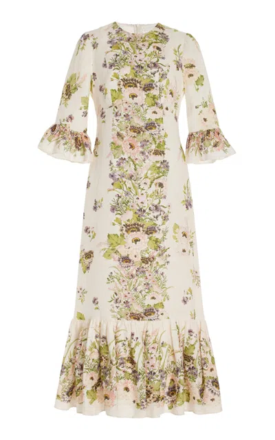 Zimmermann Halliday Ruffled Floral Linen Maxi Dress