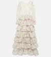 Zimmermann Halliday Tiered Gown In Ivory Watercolour Floral In White