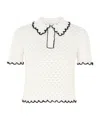 Zimmermann Halliday Pointelle Scalloped Polo Shirt In White