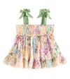 Zimmermann Girls Pink Cotton Shirred Sleeveless Blouse In Multicolor