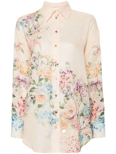 ZIMMERMANN HALLIDAY SHIRT IN RAMIE WITH FLORAL PRINT
