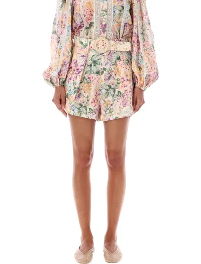 Zimmermann Halliday Shorts In Watercolour Floral