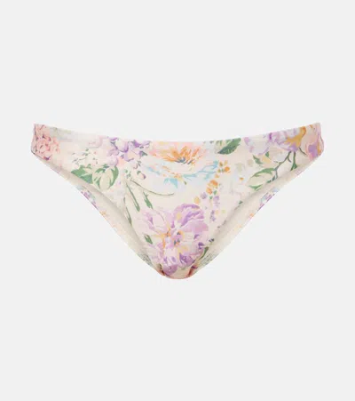 Zimmermann Halliday Skinny Floral Bikini Bottoms In Multicoloured