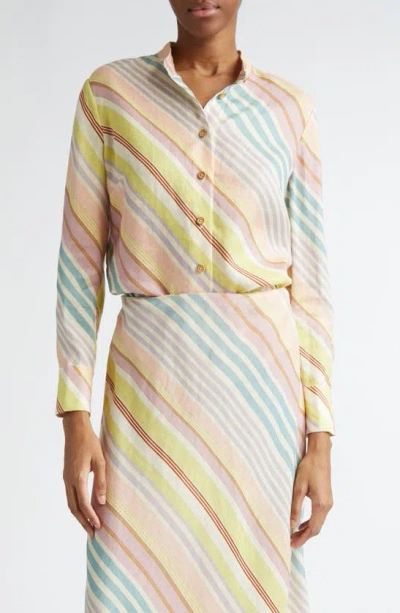 Zimmermann Halliday Slim Fit Stripe Linen Button-up Shirt In Multi Stripe