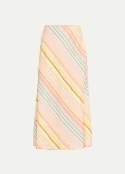 Zimmermann Halliday Striped Bias Maxi Skirt In Multi