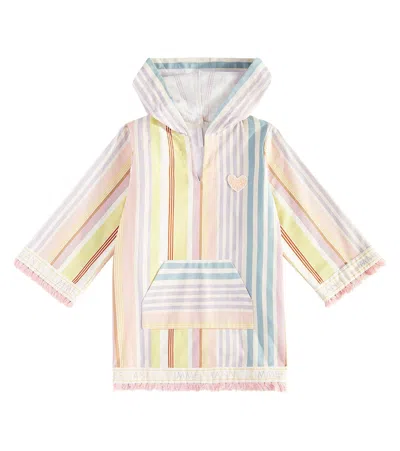 Zimmermann Kids' Halliday Striped Cotton Beach Cover-up In Multicoloured