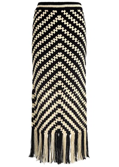 Zimmermann Halliday Striped Crochet Midi Skirt