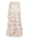 Zimmermann Halliday Tiered Gown In Ivory Watercolour Floral In Multicolour