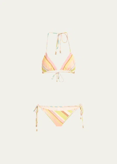 Zimmermann Halliday Triangle Two-piece Bikini Set In Pink