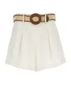 Zimmermann Halliday Belted Pleated Linen Shorts In White