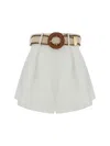 Zimmermann Halliday Belted Pleated Linen Shorts In White