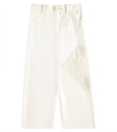 Zimmermann Kids' Halliday Wide-leg Jeans In Neutrals