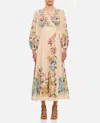 Zimmermann Halliday Midi Wrap Dress With Pockets In Multicolor
