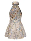 Zimmermann Halter-neck Patterned Playsuit In Blue