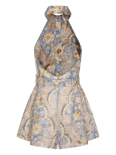 ZIMMERMANN HALTER-NECK PATTERNED PLAYSUIT