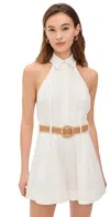 Zimmermann Acacia Halterneck Linen Romper In Ivory