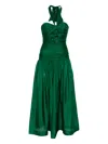 Zimmermann Halter Ruched Midi Dress In Green