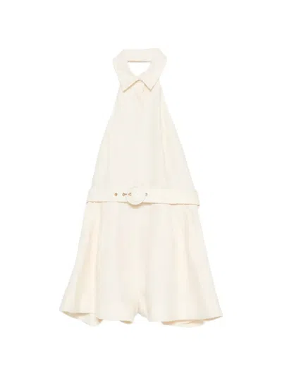Zimmermann Halterneck Dress With Removable Waist Belt - Size 0 In White