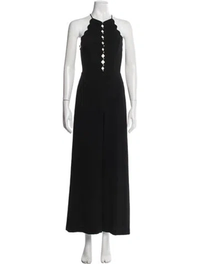 Pre-owned Zimmermann Halterneck Jumpsuit In Black